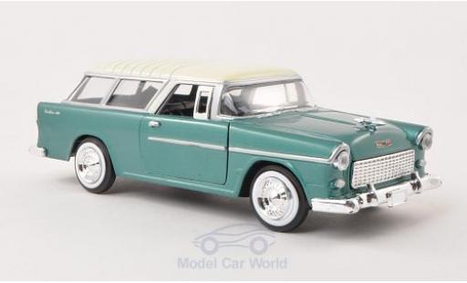 Diecast model cars Chevrolet Bel Air Station Wagon Nomad metallic green/beige 1955 1/24 Motormax