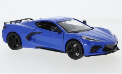 Diecast model cars Chevrolet Corvette Stingray C8 metallic blue 2020 1/24 Motormax