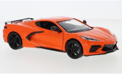 Diecast model cars Chevrolet Corvette Stingray C8 metallic orange 2020 1/24 Motormax