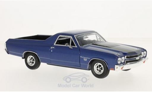Diecast model cars Chevrolet El Camino pickup metallic blue/black 1970 1/24 Motormax