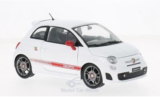 Diecast model cars Fiat 500 Abarth white/red 2008 1/24 Motormax