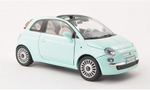 Diecast model cars Fiat 500 C Convertible turquoise 1/18 Motormax