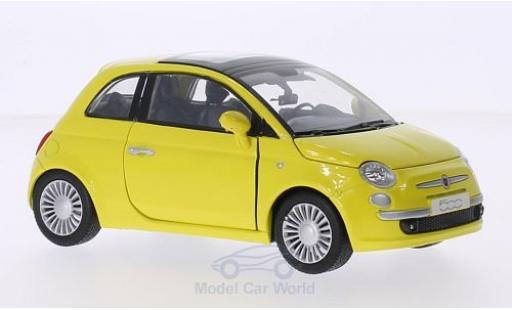 Diecast model cars Fiat 500 Base yellow 2007 1/24 Motormax