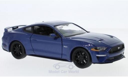 Diecast model cars Ford Mustang GT metallic blue 2018 1/24 Motormax