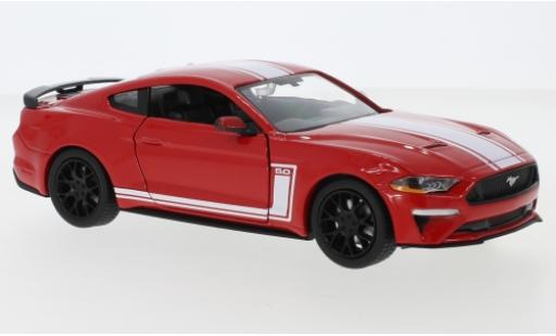 Diecast model cars Ford Mustang GT red/white 2018 1/24 Motormax