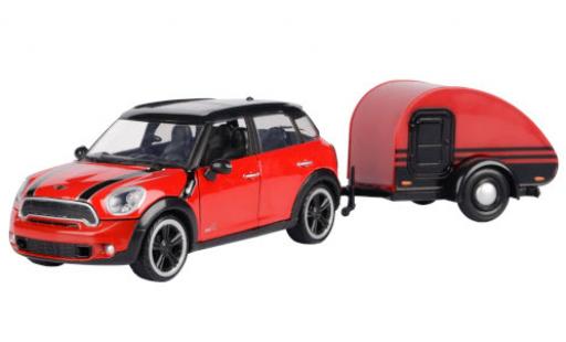 Diecast model cars Mini Cooper S Countryman red/black avec caravane 1/24 Motormax