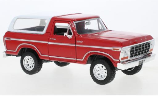 Diecast model cars Ford Bronco Custom red/white 1978 1/24 Motormax