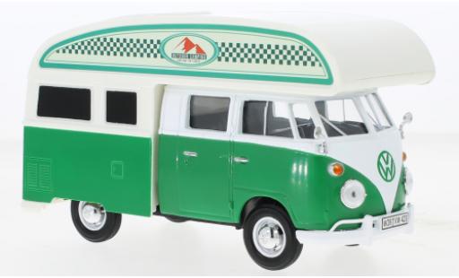 Diecast model cars Volkswagen T1 Base DoKa Camper white/green Outdoor Camping 1/24 Motormax