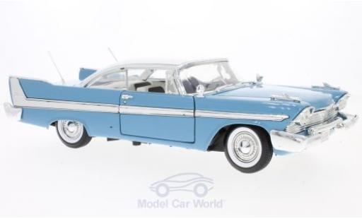 Diecast model cars Plymouth Fury Base blue/white 1958 1/18 Motormax