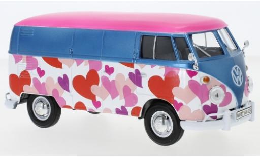 Diecast model cars Volkswagen T1 Base van metallic blue/Dekor 1/24 Motormax