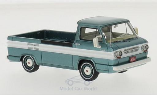 Diecast model cars Chevrolet Corvair pickup Pick Up metallic turquoise/white 1963 1/43 Neo