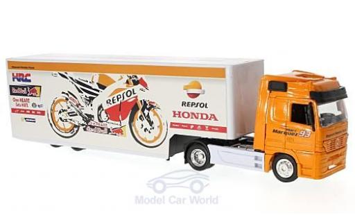 Diecast model cars Mercedes Actros Base Repsol Honda Team with vanauflieger 1/43 New Ray