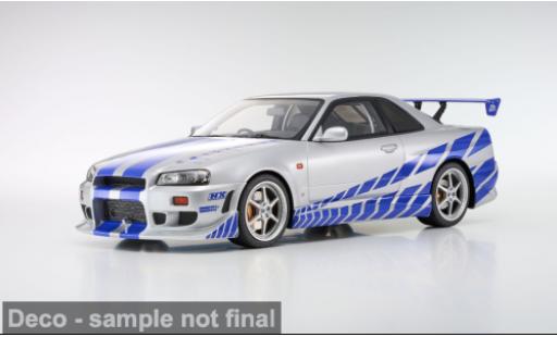 Diecast model cars Nissan Skyline R34 GT-R silver/blue 2001 1/12 Kyosho