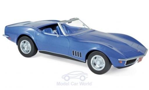 Diecast model cars Chevrolet Corvette Convertible C3 metallic blue 1969 1/18 Norev