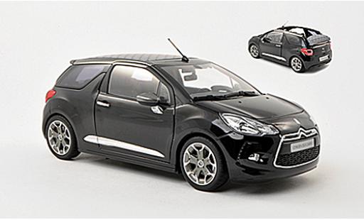 Diecast model cars DS Automobiles DS3 Cabriolet Citroen Convertible black 2013 hood in 3 Positionen darstellbar 1/18 Norev
