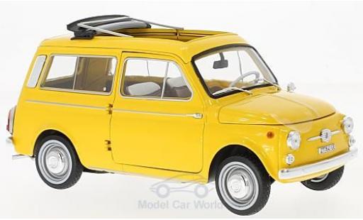 Diecast model cars Fiat 500 Giardiniera yellow 1968 1/18 Norev