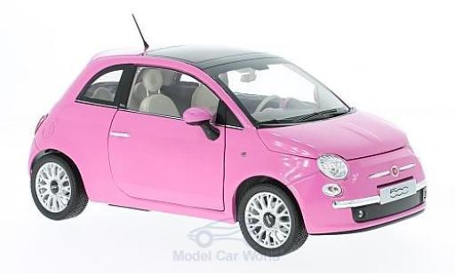 Diecast model cars Fiat 500C Cabrio C pink 2010 without Vitrine 1/18 Norev