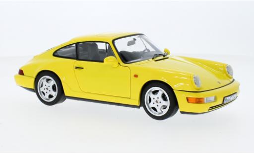 Diecast model cars Porsche 911 Carrera 2 yellow 1990 1/18 Norev