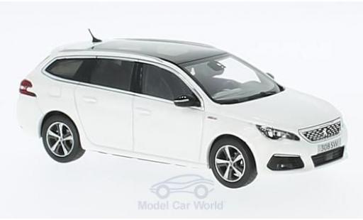 Diecast model cars Peugeot 308 GT SW Line metallic white 2017 1/43 Norev