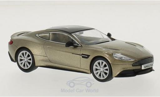 Diecast model cars Aston Martin Vanquish coupe metallic beige/black RHD 1/43 Oxford