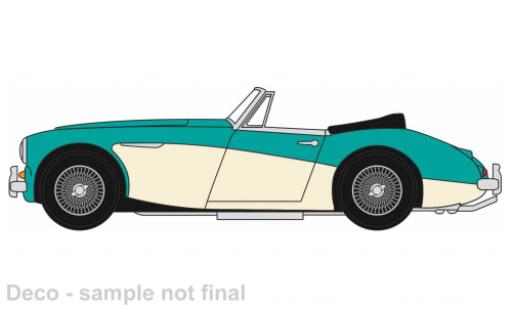 Diecast model cars Austin Healey 3000 roadster turquoise/beige 1/76 Oxford