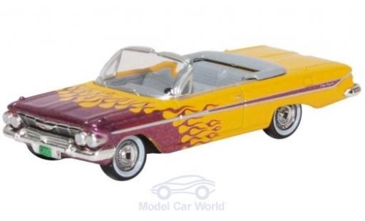Diecast model cars Chevrolet Impala Convertible yellow/metallic purple 1961 Hot Rod 1/87 Oxford