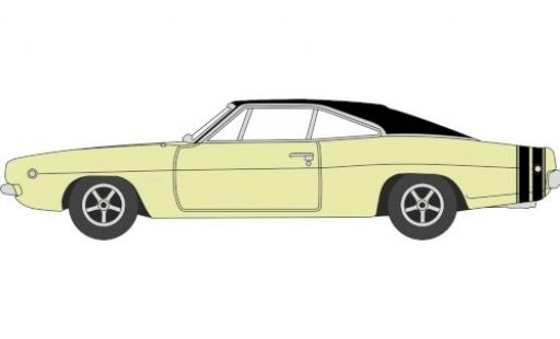 Diecast model cars Dodge Charger Coupe yellow/black 1968 1/87 Oxford