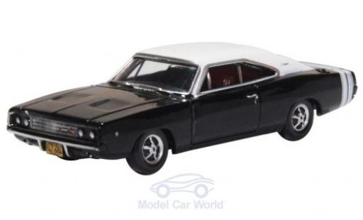 Diecast model cars Dodge Charger Coupe black/white 1968 1/87 Oxford
