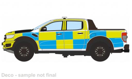 Diecast model cars Ford Ranger Raptor yellow/blue South Wales Police 1/76 Oxford