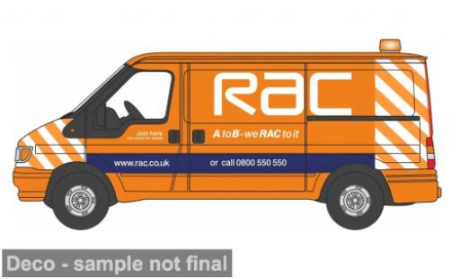 Diecast model cars Ford Transit Kastenwagen MK IV orange RAC 1/76 Oxford