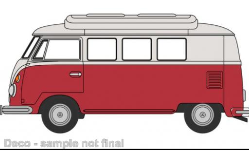 Diecast model cars Volkswagen T1 Base Camper red/beige 1/76 Oxford