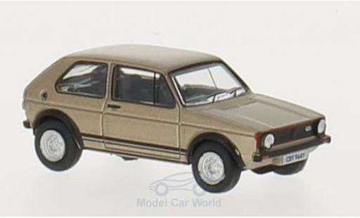 Diecast model cars Volkswagen Golf GTI I metallic beige RHD 1/76 Oxford
