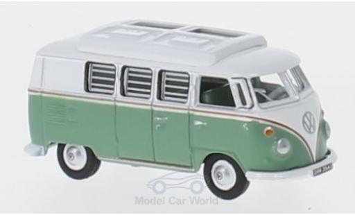 Diecast model cars Volkswagen T1 A Camper turquoise/white 1/76 Oxford