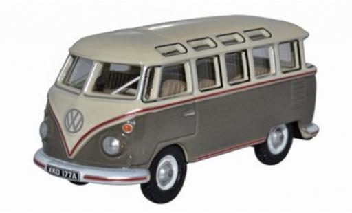 Diecast model cars Volkswagen T1 Base Samba Bus beige/grey 1/76 Oxford