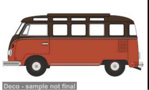 Diecast model cars Volkswagen T1 Base Samba Bus red/brown 1/76 Oxford