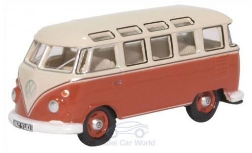 Diecast model cars Volkswagen T1 Base Samba Bus red/beige 1/76 Oxford