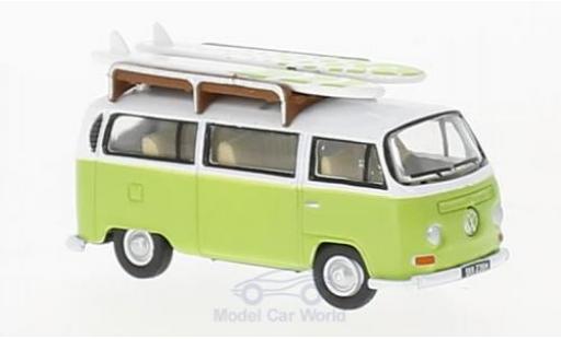 Diecast model cars Volkswagen T2 Base Bay Window Camper green/white with Surfboards 1/76 Oxford