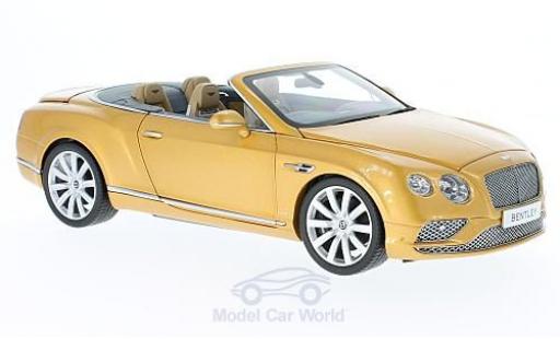 Diecast model cars Bentley Continental GT Convertible gold RHD 2016 1/18 Paragon