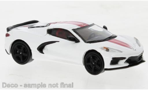 Diecast model cars Chevrolet Corvette Coupe C8 white/red 2020 1/87 PCX87