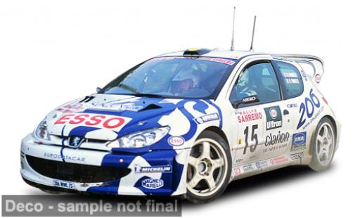 Diecast model cars Peugeot 206 WRC Rally San Remo 1999 #15 G.Panizzi/H.Panizzi 1/18 Sun Star