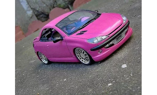 Peugeot 206 CC 1/18 Gate pink satine jantes bbs diecast model cars