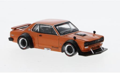 Diecast model cars Nissan Skyline 2000 GT-R V8 Drift orange RHD Hakosuka 1/64 Pop Race