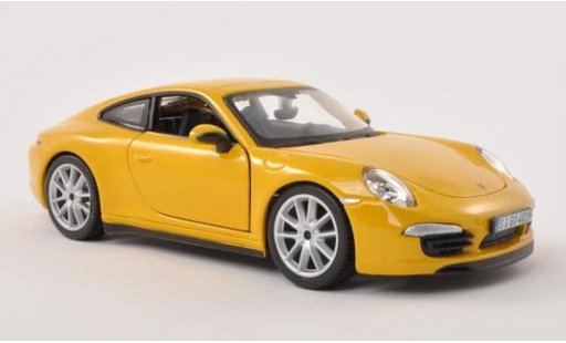 Porsche 911 S 1/24 Burago Carrera yellow diecast model cars