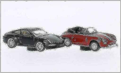 Porsche 911 Cabriolet 1/87 Schuco brown + 356 Convertible red diecast model cars