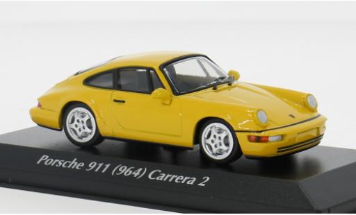 Diecast model cars Porsche 911 Carrera yellow 1992 1/43 Maxichamps