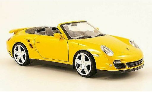 Porsche 911 Turbo 1/24 Motormax Convertible yellow diecast model cars