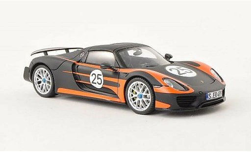 Porsche 918 Weissach Package 1/43 Spark Spyder with whiteach-Paket No.25 mattblack/orange 2013 diecast model cars
