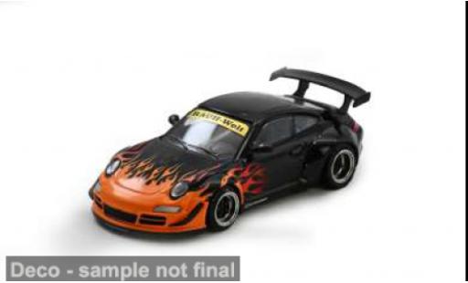 Diecast model cars Porsche 911 RWB black/orange 1/64 INNO64