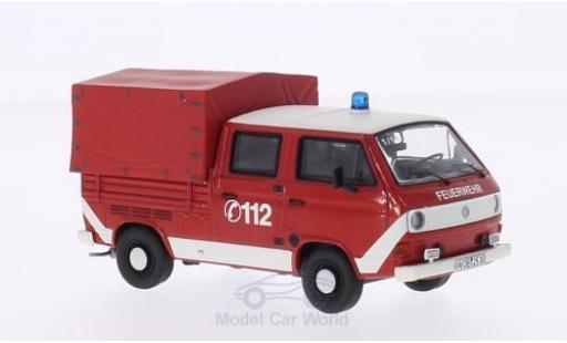 Diecast model cars Volkswagen T3 A Doka red/white Fire brigade with Plane 1/43 Premium ClassiXXs