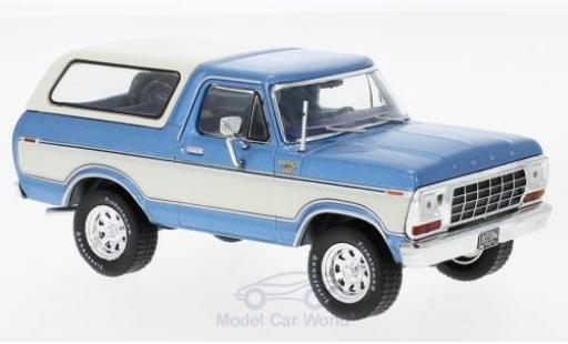 Diecast model cars Ford Bronco Wagon metallic blue/white 1978 1/43 Premium X